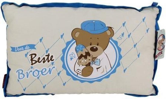 funkussen Beste broer 30 x 50 cm polyester beige/blauw