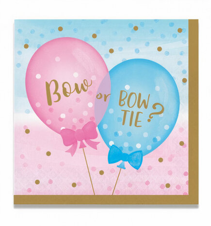 servetten gender reveal 33 x 33 cm blauw/roze 16 stuks