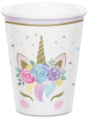 feestbekers Unicorn Baby meisjes 266 ml wit 8 stuks