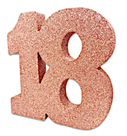 tafeldecoratie 18 jaar 20 cm glitter ros&eacute;goud