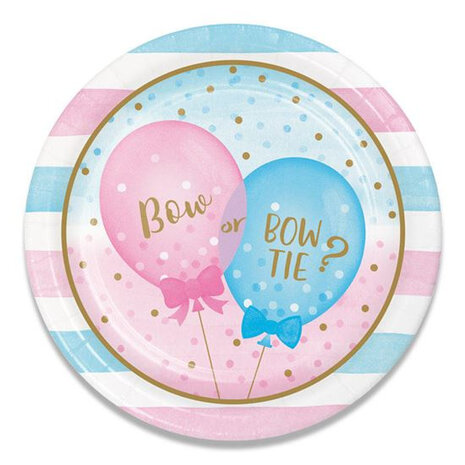 feestborden Gender Reveal 23 cm blauw/roze 8 stuks