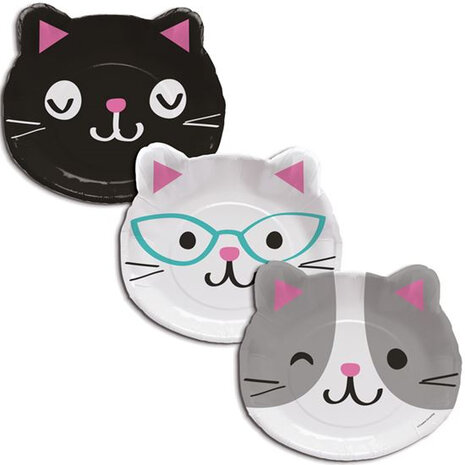 feestborden Shape Purr-fect Party junior 23 cm 8 stuks