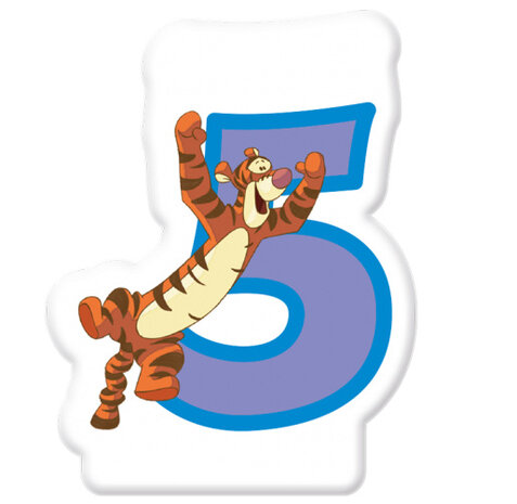 cijferkaars &#039;5&#039; Winnie Alphabet junior 8 cm wax paars
