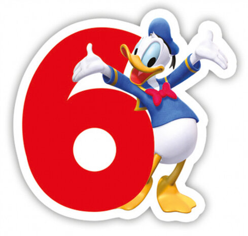 cijferkaars &#039;6&#039; Playful Mickey junior 8 cm wax rood
