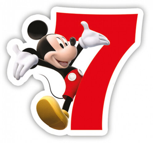 cijferkaars &#039;7&#039; Playful Mickey junior 8 cm wax rood