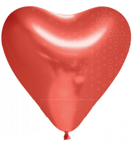 vormballon hart spiegelend 30 cm latex rood 6 stuks