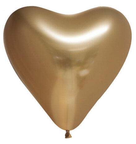 vormballon hart spiegelend 30 cm latex goud 6 stuks