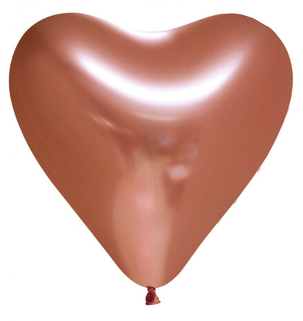 vormballon hart spiegelend 30 cm latex koper 6 stuks