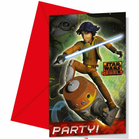 uitnodigingen Star Wars Rebels 14 x 9,5 cm rood 12-delig