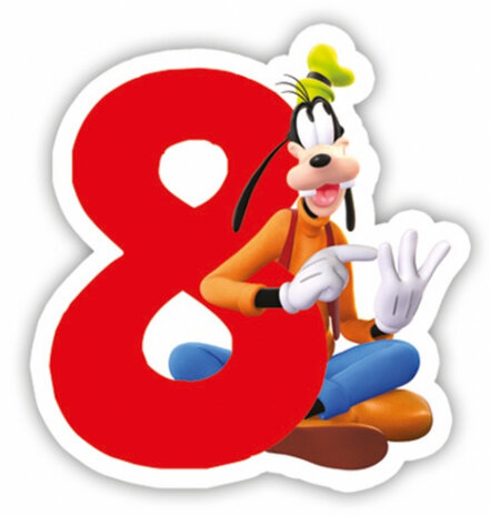 cijferkaars &#039;8&#039; Playful Mickey junior 8 cm wax rood