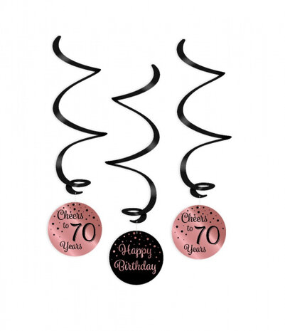 swirlslingers 70 jaar 70 cm roze/zwart 3 stuks