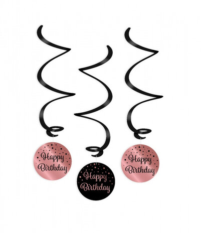 swirlslingers Happy Birthday 70 cm roze 3 stuks