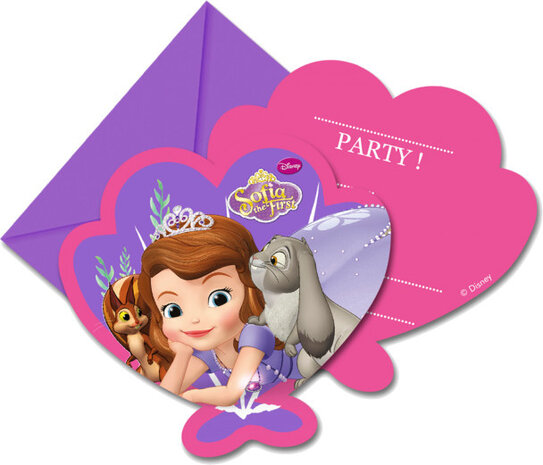 uitnodiging Sofia The First meisjes roze papier 12-delig