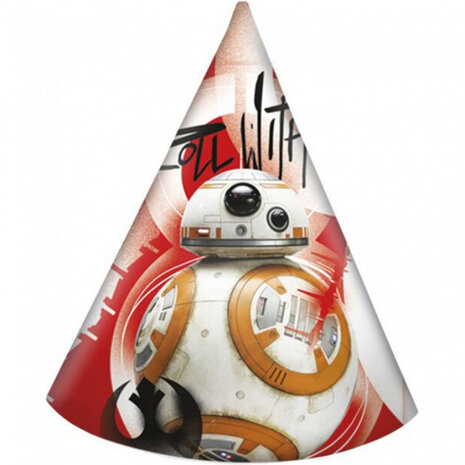 feesthoedjes Star Wars junior Rood/wit 6 stuks