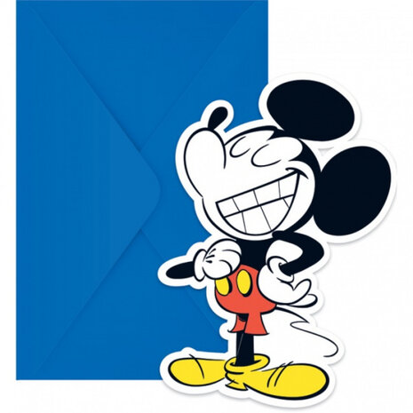 uitnodigingen Mickey Super Cool junior 14 x 9,5 cm blauw