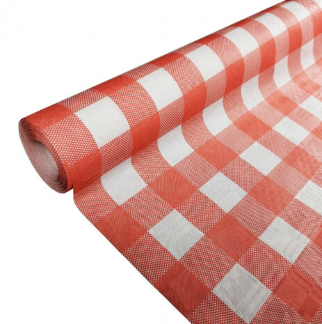 tafelkleed op rol geruit 1,19 x 8 m papier rood/wit
