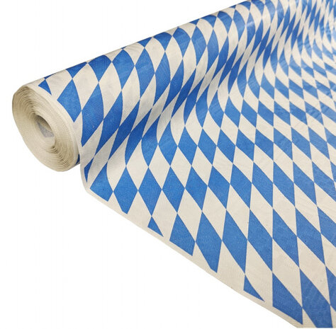 tafelkleed op rol Bavaria 1 x 8 m papier blauw/wit