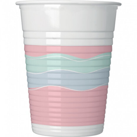 bekers Elegant Party 220 ml roze/blauw 8 stuks