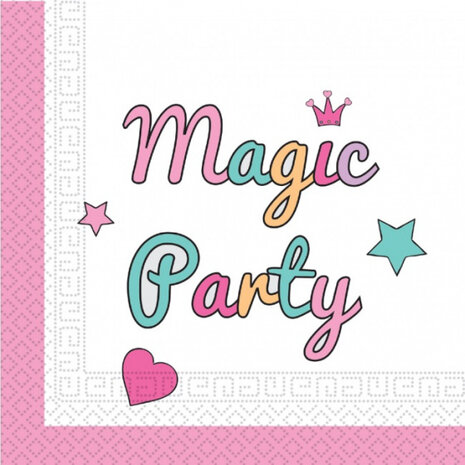 servetten Magic Party 33 x 33 cm papier blauw 20 stuks