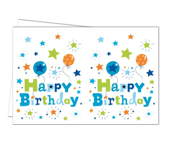 tafelkleed Happy Birthday junior 180 x 120 cm wit
