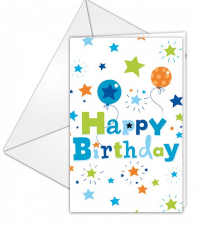 uitnodigingen Happy Birthday 9 x 12 cm papier 12-delig