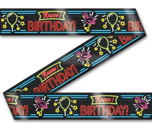 markeerlint Happy Birthday zwart 12 meter