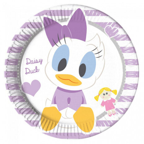 feestborden Daisy junior 20 cm papier paars 8 stuks