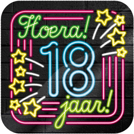 onderzetters 18 jaar 10 cm karton 6 stuks