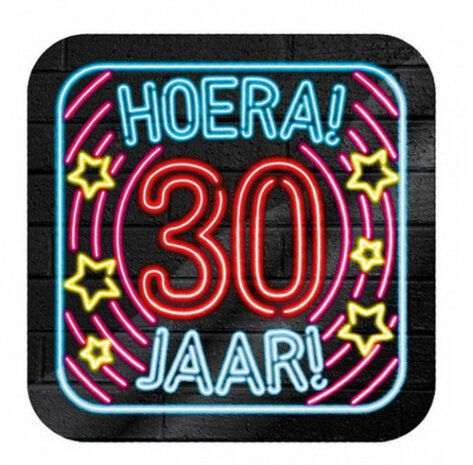 onderzetters 30 jaar 10 cm karton 6 stuks