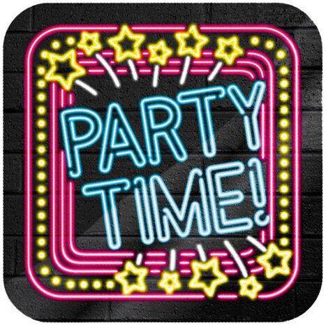 onderzetters party time 10 cm karton 6 stuks
