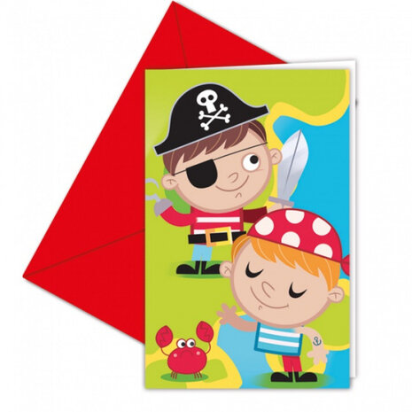 wenskaarten piraten 14 x 9 cm papier 12-delig