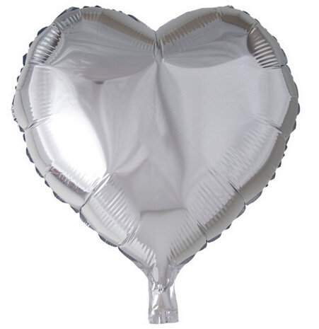 folieballon hartvorm 45 cm zilver