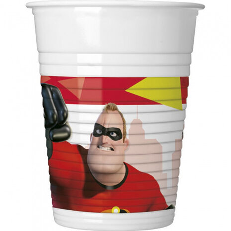 feestbekers Incredibles 200 ml wit/rood 8 stuks