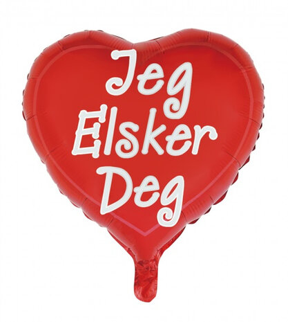 folieballon Jeg Elkser Deg Noors 45,5 cm rood/wit