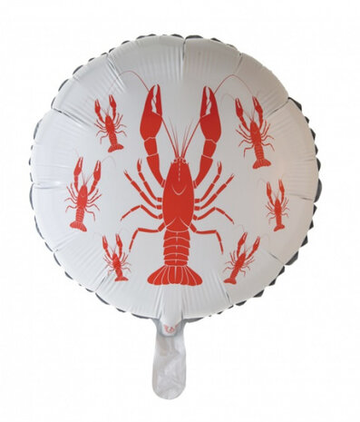 folieballon kreeft 45,5 cm wit/rood