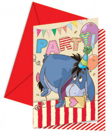 uitnodigingen Playful Winnie junior 12 x 22 cm 12-delig