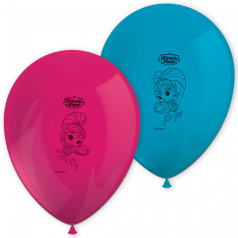 ballonnen Shimmer &amp; Shine 28 cm latex roze/blauw 8 stuks