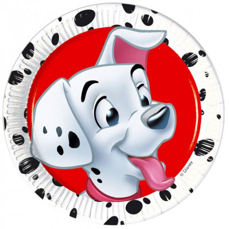 bordjes 101 Dalmati&euml;rs 20 cm papier wit/zwart 8 stuks