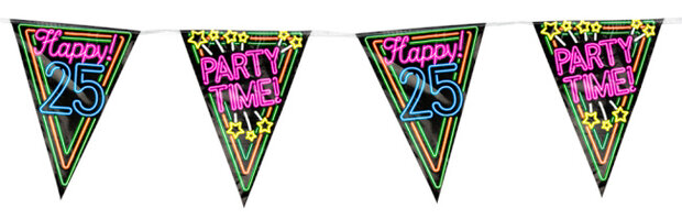 vlaggenlijn Happy 25! Party time! 10 meter zwart