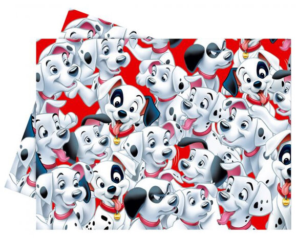 tafelkleed 101 Dalmati&euml;rs 120x180cm kunststof rood/wit