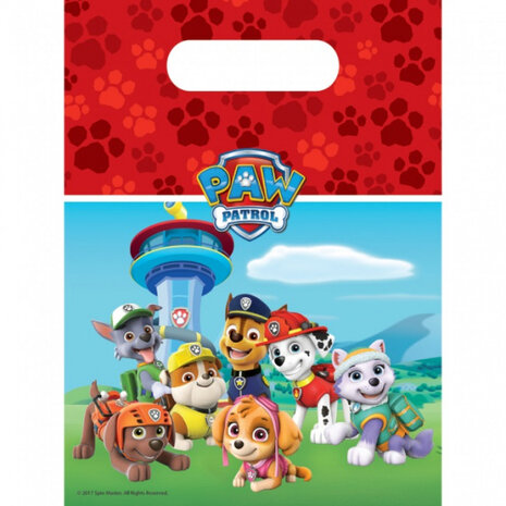 uitdeelzakjes Paw Patrol junior 16,5 x 23 cm rood 6 stuks