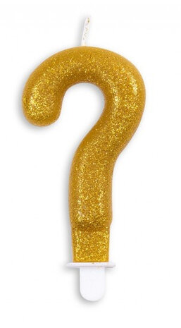 leestekenkaars &#039;?&#039; 4,4 x 7 x 1,2 cm wax goud