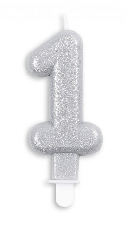cijferkaars &#039;1&#039; 4,4 x 7 x 1,2 cm wax zilver