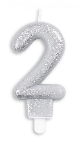 cijferkaars &#039;2&#039; 4,4 x 7 x 1,2 cm wax zilver
