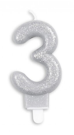 cijferkaars &#039;3&#039; 4,4 x 7 x 1,2 cm wax zilver