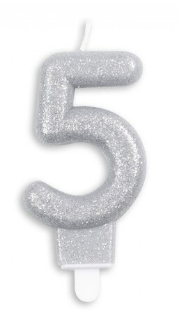 cijferkaars &#039;5&#039; 4,4 x 7 x 1,2 cm wax zilver