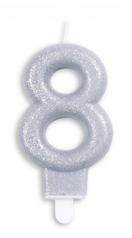 cijferkaars &#039;8&#039; 4,4 x 7 x 1,2 cm wax zilver