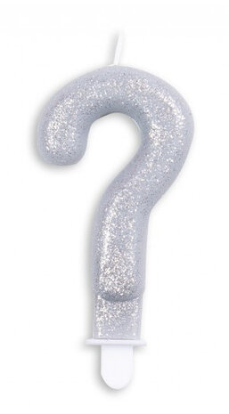 leestekenkaars &#039;?&#039; 4,4 x 7 x 1,2 cm wax zilver