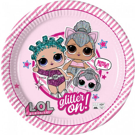 feestborden L.O.L. II 23 cm FSC papier roze 8 stuks