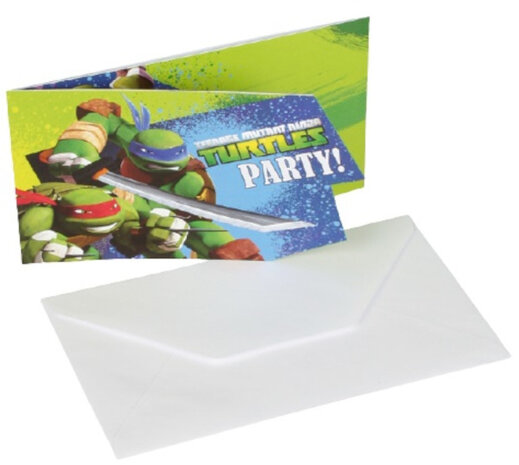 uitnodigingen Ninja Turtles junior 15cm 12-delig